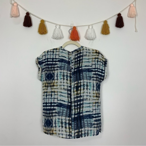 Piperlime Silk Blue Yellow Watercolor Pattern Blouse Size XS - Picture 13 of 13